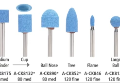 Rotary Tool Accessories Foredom CeramCut Blue Abrasive Stone 1/8" Shank - A-CK890 - Ball Nose - 120 Fine