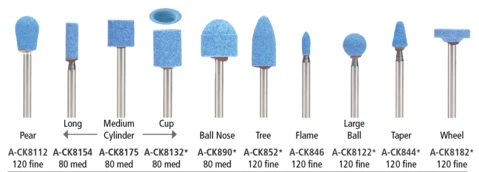 Rotary Tool Accessories Foredom CeramCut Blue Abrasive Stone 1/8" Shank - A-CK8132 - Cup - 120 Fine Med 2 Rotary Tool Accessories Foredom CeramCut Blue Abrasive Stone 1/8" Shank - A-CK8132 - Cup - 120 Fine Med