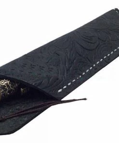 Xiamen Rizheng Industry Co. Ltd Texas Style Pen Sleeve - Handmade Leather Tooled Design - Dusky Black Bag, Boxes And Displays