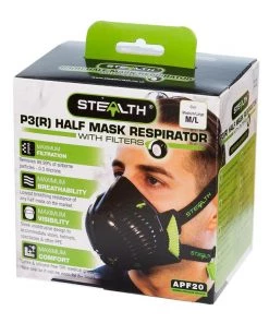 Rikon Stealth P3 Half Mask C/w Twin Hepac Filters - Respirator - Small / Medium Safety & Clothing 8 Rikon Stealth P3 Half Mask C/w Twin Hepac Filters - Respirator - Small / Medium Safety & Clothing