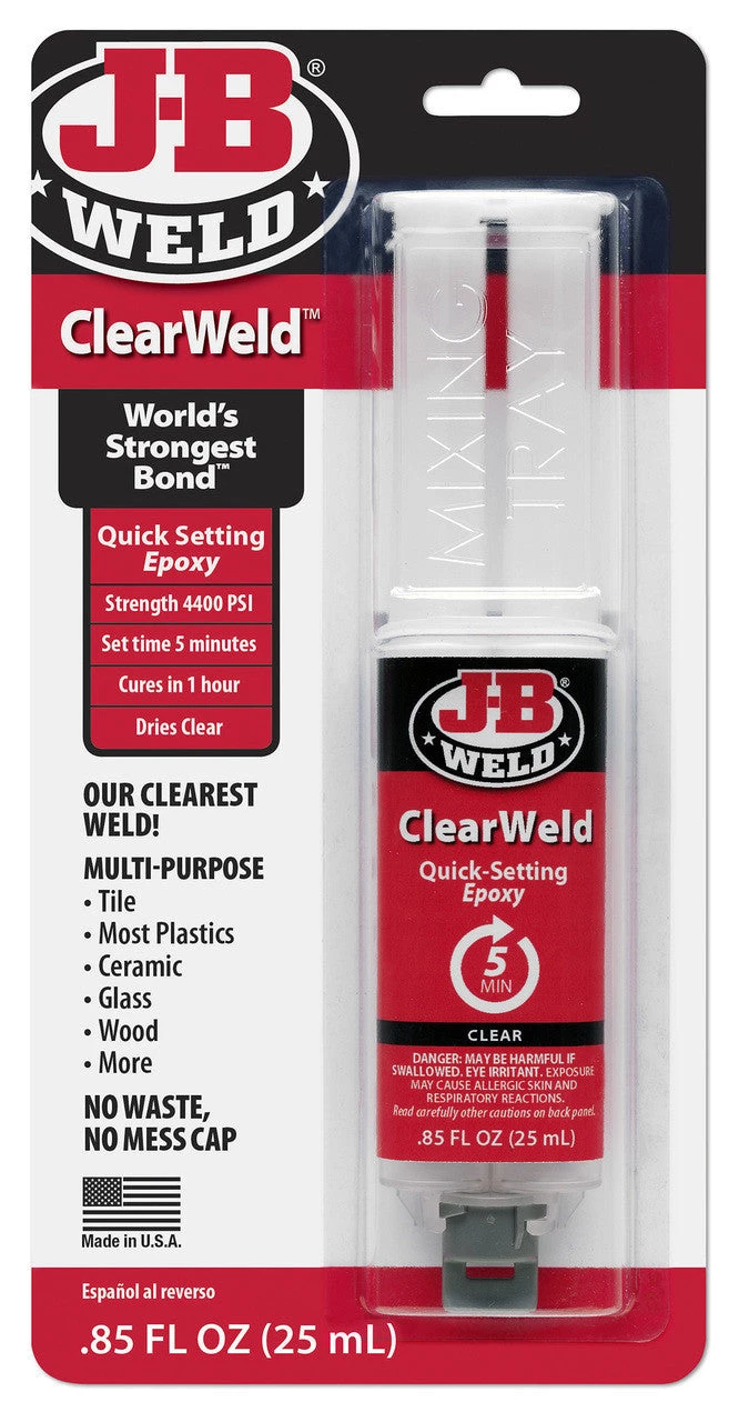 Knife Adhesives JB Weld 5 Minute Epoxy ClearWeld 1 Knife Adhesives JB Weld 5 Minute Epoxy ClearWeld
