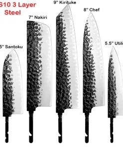 Grand Sharp Japanese Style Santoku 5"" - Damascus AUS10 3 Layer- Hidden Tang - 5 Grand Sharp Japanese Style Santoku 5