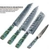Buy Out **WW Dojo Complete Kitchen Knife 4 Pc Set - With Abalone In Resin Handles And Mosaic Pin - AUS-10 Damascus Steel Kitchen Knives And Other Specialty Knives
