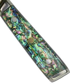 Buy Out *WW Dojo Nakiri Knife - Complete Knife With Abalone In Resin Handles And Mosaic Pin - AUS-10 Damascus Steel