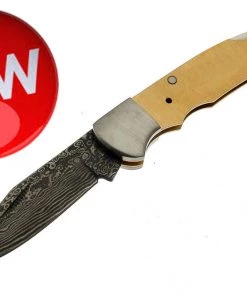 Premium Knife Supply Knife Kits Damascus San Mai Lock Back Folder - Buck Horn