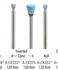 Foredom CeramCut Blue Abrasive Stone 3/32" Shank - A-CK342 - Tapered Cone - 120 Fine Med Rotary Tool Accessories