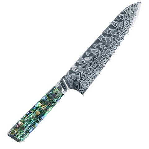 Buy Out Monthly Sales *WW Dojo Gyuto Chef Knife - Complete Knife With Abalone In Resin Handles And Mosaic Pin - AUS-10 Damascus Steel 1 Buy Out Monthly Sales *WW Dojo Gyuto Chef Knife - Complete Knife With Abalone In Resin Handles And Mosaic Pin - AUS-10 Damascus Steel