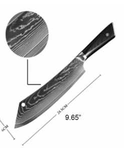 Premium Knife Supply Monthly Sales * VG10 Hidden Tang - Wave Pattern - 9.5" Chef / Cleaver - VG10 Damascus - A 6 Premium Knife Supply Monthly Sales * VG10 Hidden Tang - Wave Pattern - 9.5
