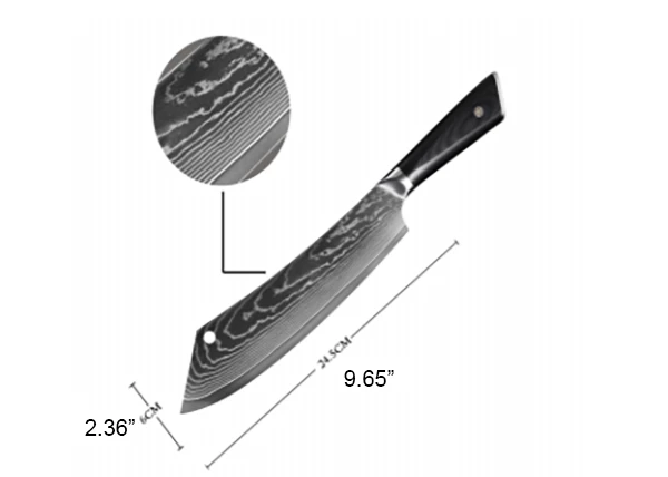 Premium Knife Supply Monthly Sales * VG10 Hidden Tang - Wave Pattern - 9.5" Chef / Cleaver - VG10 Damascus - A 3 Premium Knife Supply Monthly Sales * VG10 Hidden Tang - Wave Pattern - 9.5" Chef / Cleaver - VG10 Damascus - A