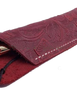 Xiamen Rizheng Industry Co. Ltd Bag, Boxes And Displays Texas Style Pen Sleeve - Handmade Leather Tooled Design - Dark Red