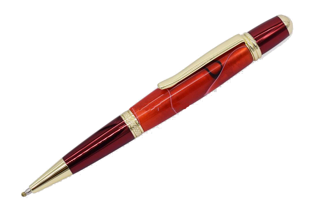 PSI Woodworking Sahara Twist Pen Bright Colors - Gold & Red Pen Kits By Name 1 PSI Woodworking Sahara Twist Pen Bright Colors - Gold & Red Pen Kits By Name
