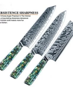 Buy Out Monthly Sales *WW Dojo Gyuto Chef Knife - Complete Knife With Abalone In Resin Handles And Mosaic Pin - AUS-10 Damascus Steel 8 Buy Out Monthly Sales *WW Dojo Gyuto Chef Knife - Complete Knife With Abalone In Resin Handles And Mosaic Pin - AUS-10 Damascus Steel