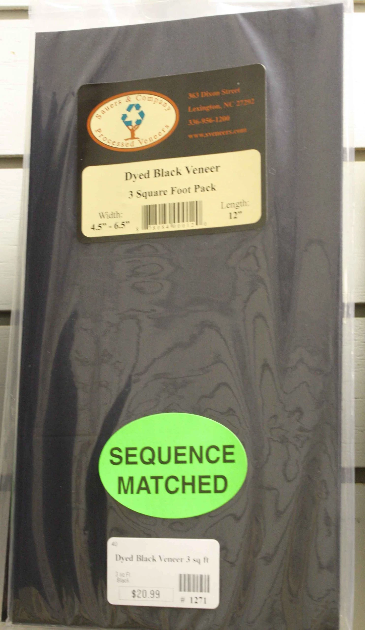 Sauers & Company Veneer -Black Dyed Veneer Pack 1 Sauers & Company Veneer -Black Dyed Veneer Pack