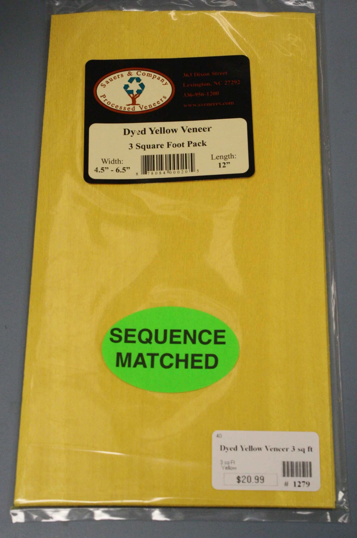 Sauers & Company Veneer - Yellow Dyed Veneer Pack 1 Sauers & Company Veneer - Yellow Dyed Veneer Pack