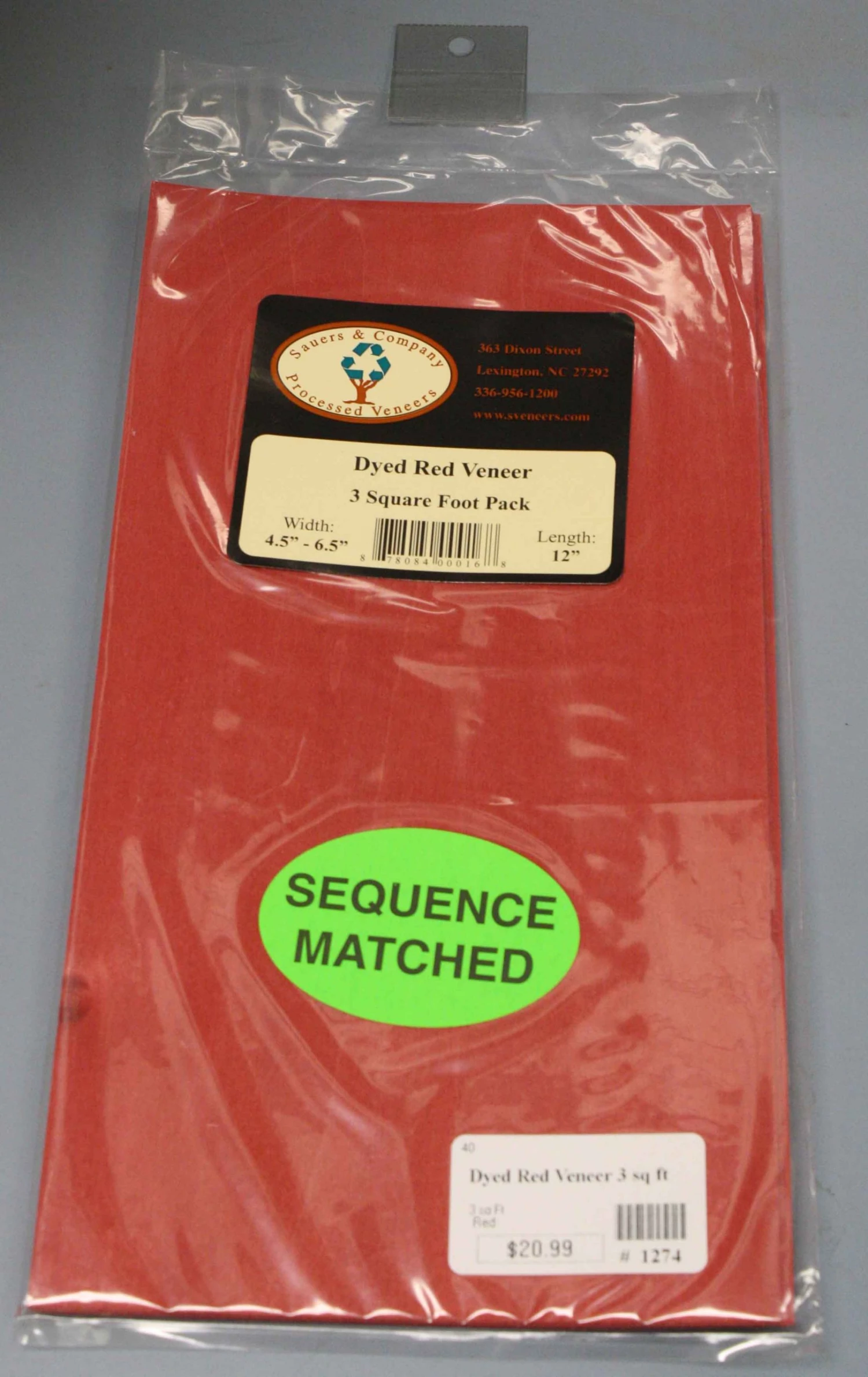 Sauers & Company Veneer - Red Dyed Veneer Pack 1 Sauers & Company Veneer - Red Dyed Veneer Pack