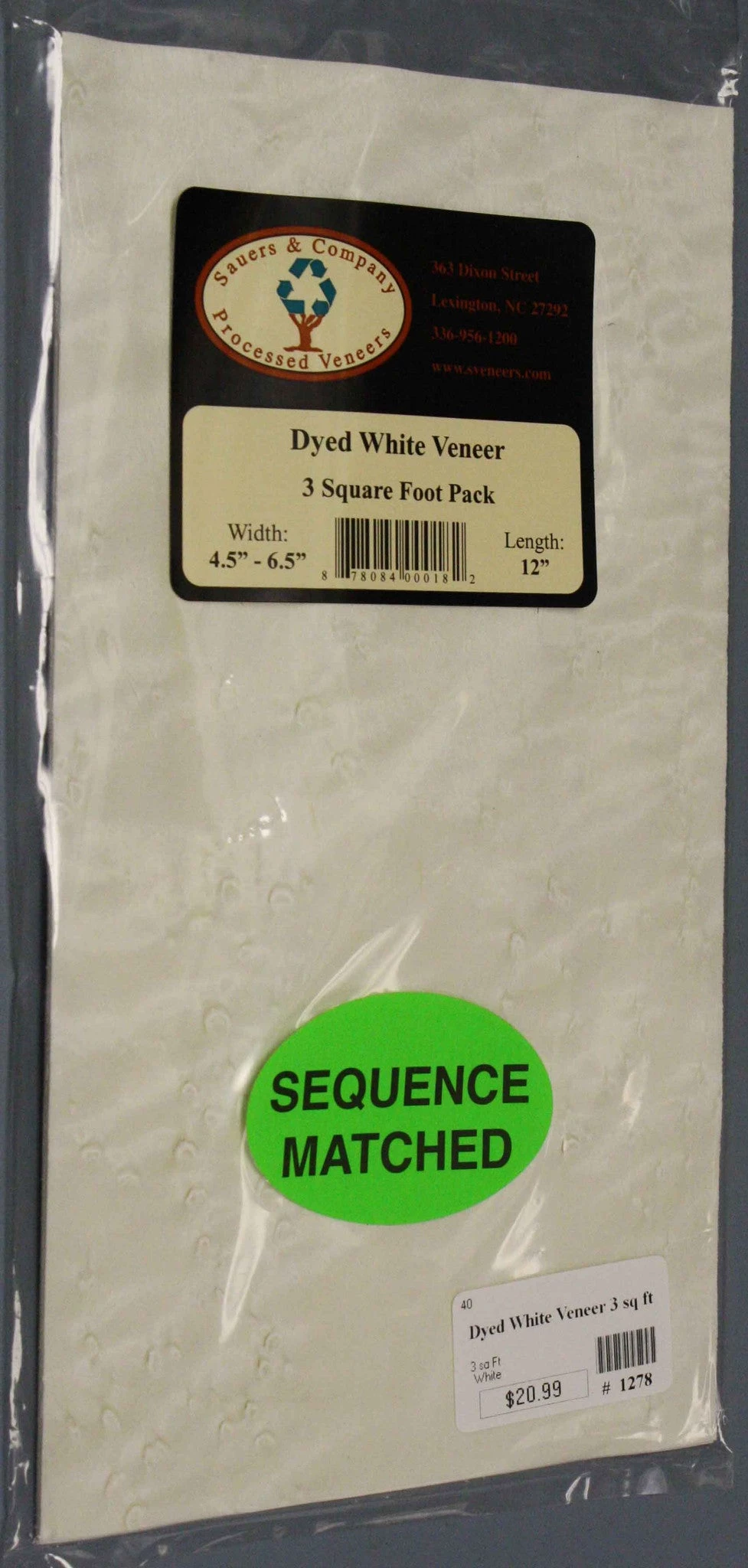 Sauers & Company Veneer - White Dyed Veneer Pack 1 Sauers & Company Veneer - White Dyed Veneer Pack