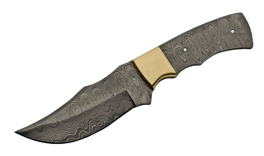 Szco Economy - 8" Kainna Clip Point - Brass Bolster - FULL TANG DAMASCUS BLADE BLANK Knife Kits 1 Szco Economy - 8" Kainna Clip Point - Brass Bolster - FULL TANG DAMASCUS BLADE BLANK Knife Kits