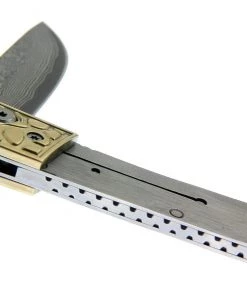 Premium Knife Supply Knife Kits Damascus Folder Brass Bolster - Aztec