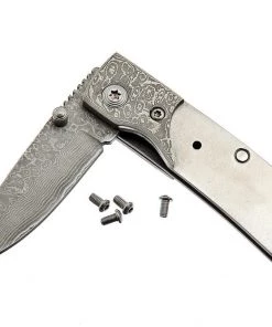 Premium Knife Supply Samurai Damascus Folder - With Damascus Bolster -