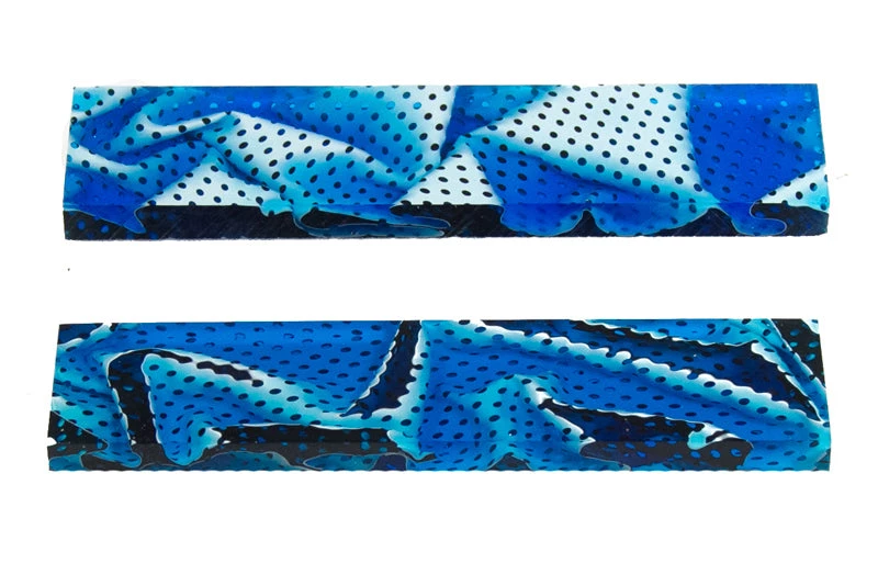 Bear Tooth Woods Knife Scales - Blue Topaz Water Mesh Knife Scales - 0.35 X 1.5 X 5 - 2 Pieces Knife Scales & Handles 2 Bear Tooth Woods Knife Scales - Blue Topaz Water Mesh Knife Scales - 0.35 X 1.5 X 5 - 2 Pieces Knife Scales & Handles