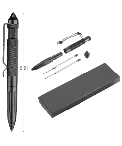 Premium Knife Supply Knife Kits SOCOM Tactical Pen With Glass Breaker And Self Defense Tip - Black Aluminum