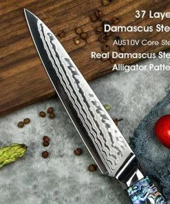 Buy Out **WW Dojo Complete Kitchen Knife 4 Pc Set - With Abalone In Resin Handles And Mosaic Pin - AUS-10 Damascus Steel Kitchen Knives And Other Specialty Knives 7 Buy Out **WW Dojo Complete Kitchen Knife 4 Pc Set - With Abalone In Resin Handles And Mosaic Pin - AUS-10 Damascus Steel Kitchen Knives And Other Specialty Knives