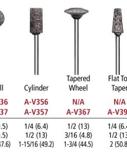 Rotary Tool Accessories Foredom V Stone Coarse Abrasive Stone 3/32" Shank - V367- Tapered Wheel - 80 Grit 5 Rotary Tool Accessories Foredom V Stone Coarse Abrasive Stone 3/32