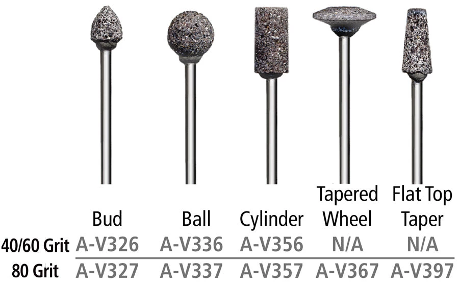 Rotary Tool Accessories Foredom V Stone Coarse Abrasive Stone 3/32" Shank - V377- Ball - 80 Grit 2 Rotary Tool Accessories Foredom V Stone Coarse Abrasive Stone 3/32" Shank - V377- Ball - 80 Grit