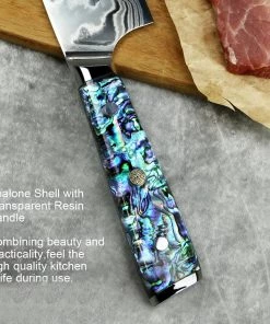 Buy Out Monthly Sales *WW Dojo Gyuto Chef Knife - Complete Knife With Abalone In Resin Handles And Mosaic Pin - AUS-10 Damascus Steel 10 Buy Out Monthly Sales *WW Dojo Gyuto Chef Knife - Complete Knife With Abalone In Resin Handles And Mosaic Pin - AUS-10 Damascus Steel