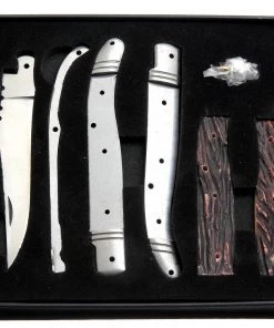 Premium Knife Supply Laguiole Folder Kit With Amber Jigged Bone Handles Knife Kits