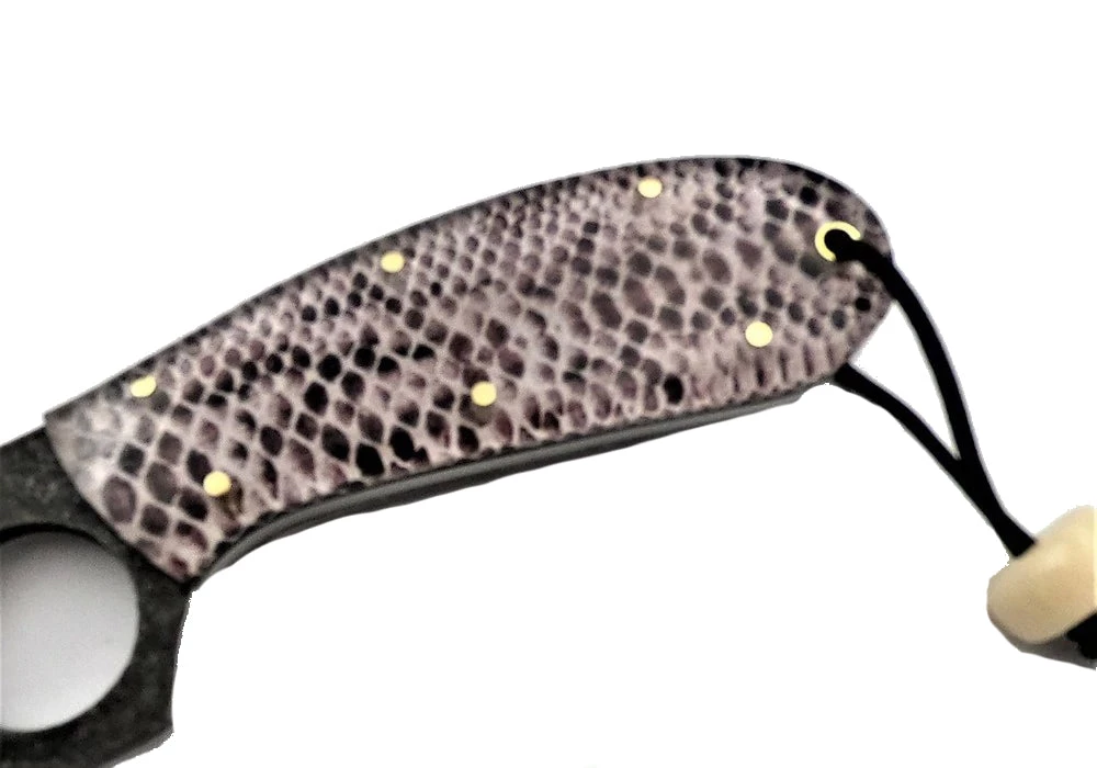 Bear Tooth Woods Knife Scales - Acrylic & Real Python Snake Skin Scales (pair) 5" Long X 1 1/2" Wide X 1/4" Thick 5 Bear Tooth Woods Knife Scales - Acrylic & Real Python Snake Skin Scales (pair) 5" Long X 1 1/2" Wide X 1/4" Thick